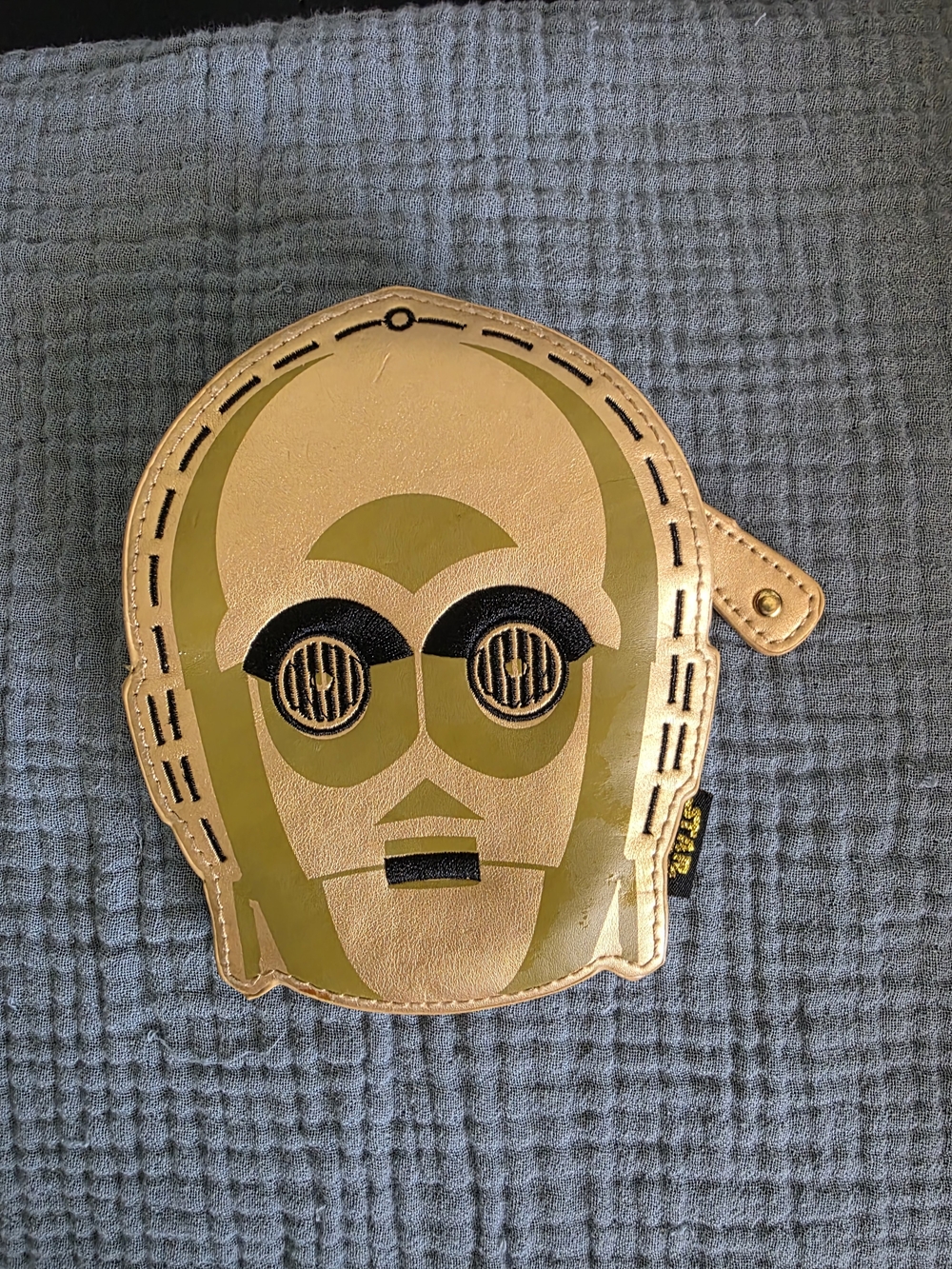 Loungefly Gold and Green C-3PO Head Zip Pouch